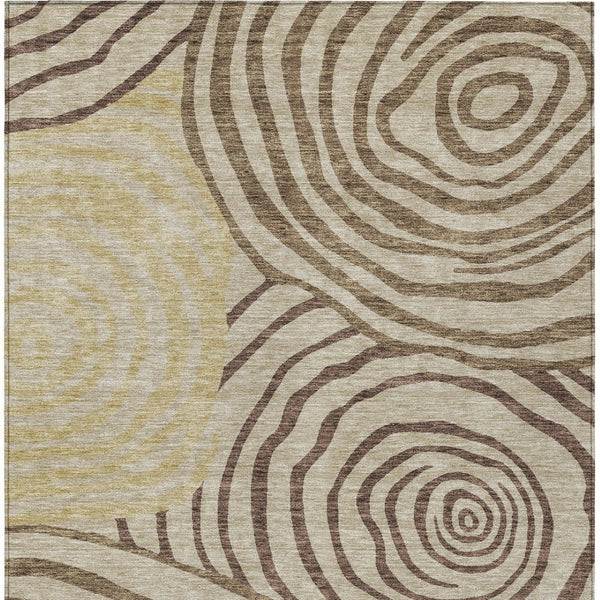 Homeroots 3' Beige Taupe And Green Abstract Washable Area Rug For Indoor And Outdoor High-traffic Spaces 9' X 12' Polyester 585848