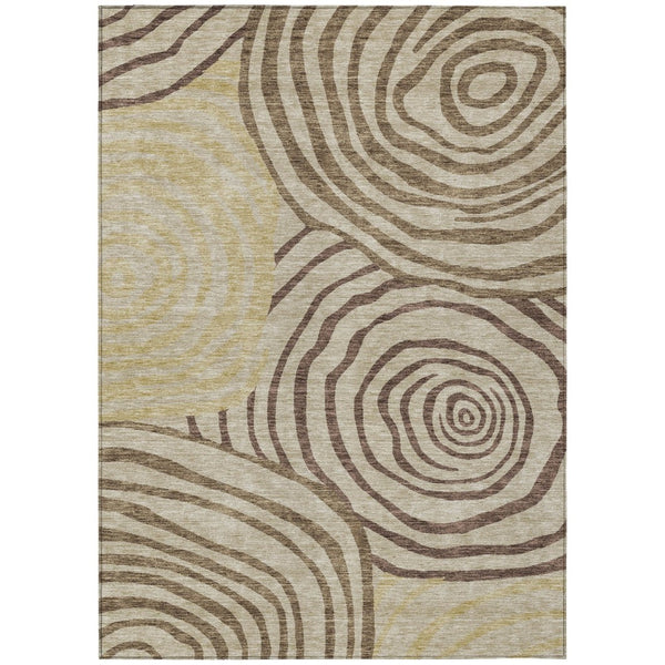 HomeRoots 9' Durable Abstract Washable Indoor Outdoor Area Rug - Modern Brown Taupe Beige Design for Versatile Use 9' X 12' 585848