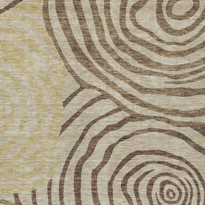 Homeroots 3' Beige Taupe And Green Abstract Washable Area Rug For Indoor And Outdoor High-traffic Spaces 9' X 12' Polyester 585848