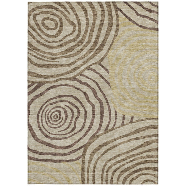 Homeroots 3' Beige Taupe And Green Abstract Washable Area Rug For Indoor And Outdoor High-traffic Spaces 10' X 14' Polyester 585849