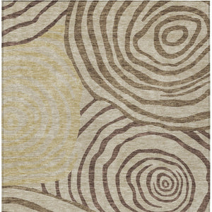 Homeroots 3' Beige Taupe And Green Abstract Washable Area Rug For Indoor And Outdoor High-traffic Spaces 10' X 14' Polyester 585849