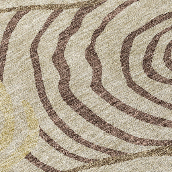 Homeroots 3' Beige Taupe And Green Abstract Washable Area Rug For Indoor And Outdoor High-traffic Spaces 10' X 14' Polyester 585849