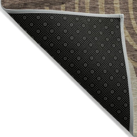 Homeroots 3' Beige Taupe And Green Abstract Washable Area Rug For Indoor And Outdoor High-traffic Spaces 3' X 5' Polyester 585850