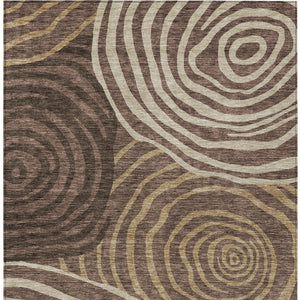 Homeroots 3' Beige Taupe And Green Abstract Washable Area Rug For Indoor And Outdoor High-traffic Spaces 3' X 5' Polyester 585850