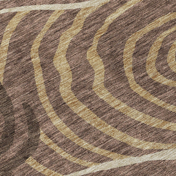 Homeroots 3' Beige Taupe And Green Abstract Washable Area Rug For Indoor And Outdoor High-traffic Spaces 8' Round Polyester 585852