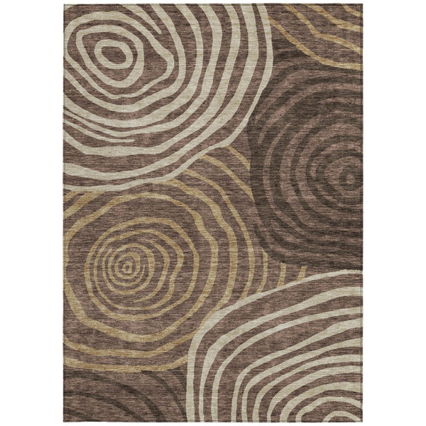 Homeroots 3' Beige Taupe And Green Abstract Washable Area Rug For Indoor And Outdoor High-traffic Spaces 8' X 10' Polyester 585853