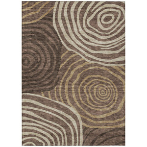 HomeRoots 5' Brown and Taupe Abstract Area Rug – Washable, Durable, Indoor-Outdoor Design for Modern Spaces 8' X 10' 585853
