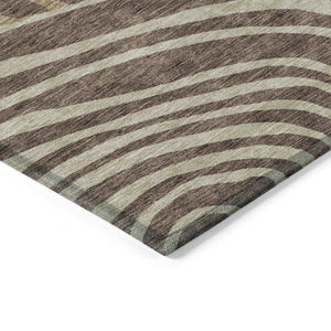 Homeroots 3' Beige Taupe And Green Abstract Washable Area Rug For Indoor And Outdoor High-traffic Spaces 10' X 14' Polyester 585855