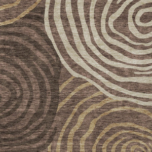 Homeroots 3' Beige Taupe And Green Abstract Washable Area Rug For Indoor And Outdoor High-traffic Spaces 10' X 14' Polyester 585855