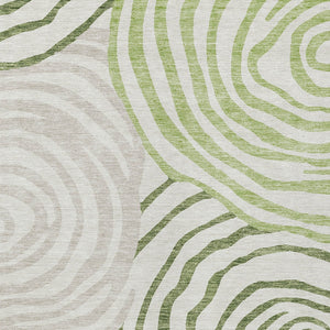 Homeroots 3' Beige Taupe And Green Abstract Washable Area Rug For Indoor And Outdoor High-traffic Spaces 3' X 5' Polyester 585856