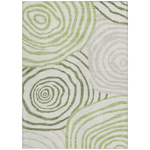 Homeroots 3' Beige Taupe And Green Abstract Washable Area Rug For Indoor And Outdoor High-traffic Spaces 5' X 8' Polyester 585857