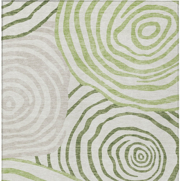 Homeroots 3' Beige Taupe And Green Abstract Washable Area Rug For Indoor And Outdoor High-traffic Spaces 5' X 8' Polyester 585857