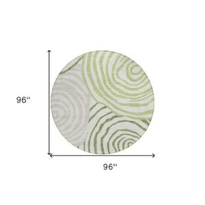 Homeroots 3' Beige Taupe And Green Abstract Washable Area Rug For Indoor And Outdoor High-traffic Spaces 8' Round Polyester 585858