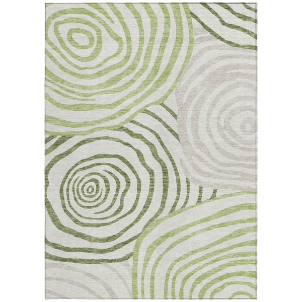 Homeroots 3' Beige Taupe And Green Abstract Washable Area Rug For Indoor And Outdoor High-traffic Spaces 8' X 10' Polyester 585859