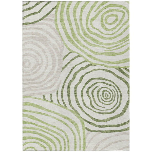 HomeRoots 5' Abstract Artichoke Green & Fern Green Washable Area Rug for Indoor/Outdoor Versatile Style 8' X 10' 585859