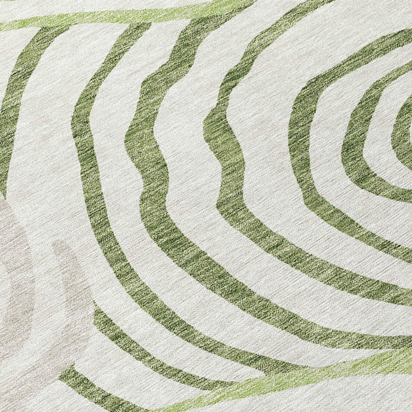 Homeroots 3' Beige Taupe And Green Abstract Washable Area Rug For Indoor And Outdoor High-traffic Spaces 8' X 10' Polyester 585859