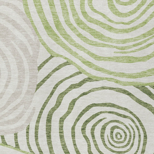 Homeroots 3' Beige Taupe And Green Abstract Washable Area Rug For Indoor And Outdoor High-traffic Spaces 9' X 12' Polyester 585860