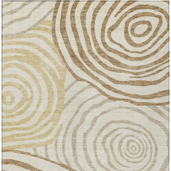 Homeroots 3' Beige Taupe And Green Abstract Washable Area Rug For Indoor And Outdoor High-traffic Spaces 3' X 5' Polyester 585862