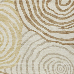 Homeroots 3' Beige Taupe And Green Abstract Washable Area Rug For Indoor And Outdoor High-traffic Spaces 3' X 5' Polyester 585862