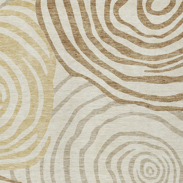 Homeroots 3' Beige Taupe And Green Abstract Washable Area Rug For Indoor And Outdoor High-traffic Spaces 3' X 5' Polyester 585862
