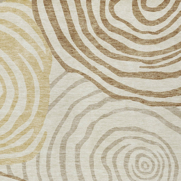 Homeroots 3' Beige Taupe And Green Abstract Washable Area Rug For Indoor And Outdoor High-traffic Spaces 5' X 8' Polyester 585863