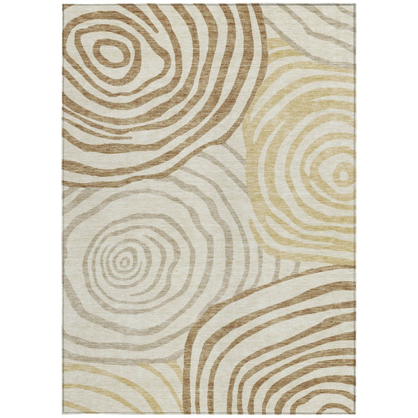 Homeroots 3' Beige Taupe And Green Abstract Washable Area Rug For Indoor And Outdoor High-traffic Spaces 8' X 10' Polyester 585865