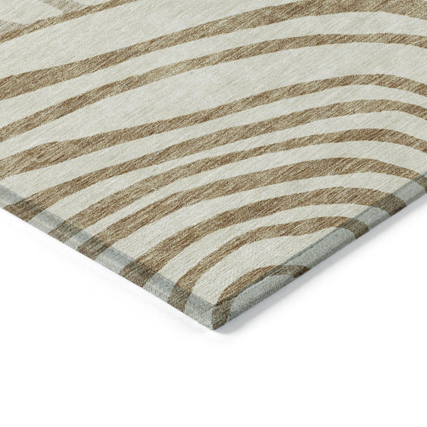 Homeroots 3' Beige Taupe And Green Abstract Washable Area Rug For Indoor And Outdoor High-traffic Spaces 8' X 10' Polyester 585865
