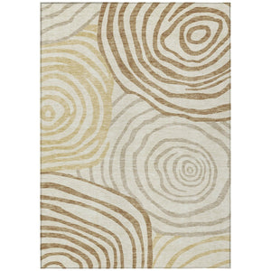 HomeRoots 5' Gold Ivory Beige Abstract Washable Area Rug – Durable, Stylish Design for Indoor and Outdoor Use 10' X 14' 585867