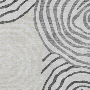 Homeroots 3' Beige Taupe And Green Abstract Washable Area Rug For Indoor And Outdoor High-traffic Spaces 5' X 8' Polyester 585869