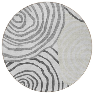 Homeroots 3' Beige Taupe And Green Abstract Washable Area Rug For Indoor And Outdoor High-traffic Spaces 8' Round Polyester 585870