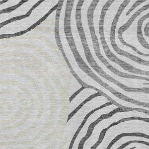 Homeroots 3' Beige Taupe And Green Abstract Washable Area Rug For Indoor And Outdoor High-traffic Spaces 8' X 10' Polyester 585871