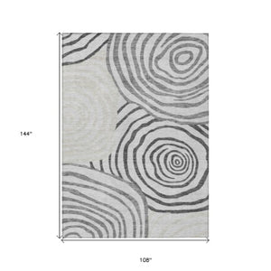 Homeroots 3' Beige Taupe And Green Abstract Washable Area Rug For Indoor And Outdoor High-traffic Spaces 9' X 12' Polyester 585872