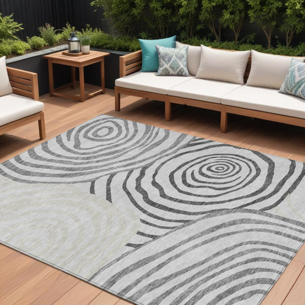 HomeRoots 9' Charcoal and Silver Abstract Area Rug - Stylish, Durable, Washable Design for Indoor or Outdoor Use 9' X 12' 585872
