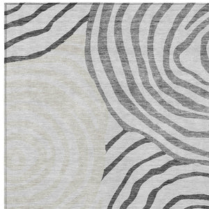 Homeroots 3' Beige Taupe And Green Abstract Washable Area Rug For Indoor And Outdoor High-traffic Spaces 10' X 14' Polyester 585873