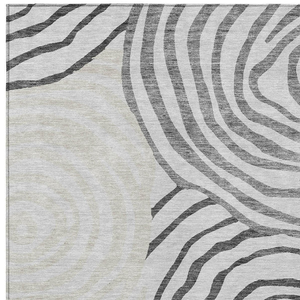 Homeroots 3' Beige Taupe And Green Abstract Washable Area Rug For Indoor And Outdoor High-traffic Spaces 10' X 14' Polyester 585873