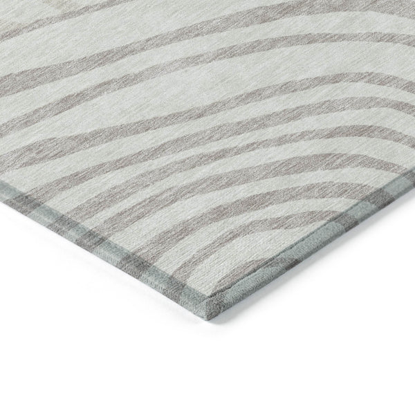 Homeroots 3' Beige Taupe And Green Abstract Washable Area Rug For Indoor And Outdoor High-traffic Spaces 5' X 8' Polyester 585875