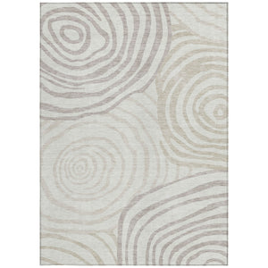Homeroots 3' Beige Taupe And Green Abstract Washable Area Rug For Indoor And Outdoor High-traffic Spaces 5' X 8' Polyester 585875