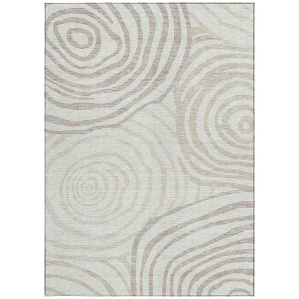 Homeroots 3' Beige Taupe And Green Abstract Washable Area Rug For Indoor And Outdoor High-traffic Spaces 5' X 8' Polyester 585875