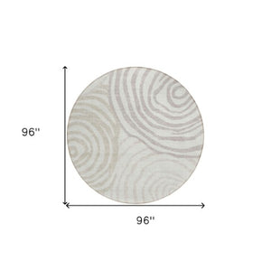 Homeroots 3' Beige Taupe And Green Abstract Washable Area Rug For Indoor And Outdoor High-traffic Spaces 8' Round Polyester 585876