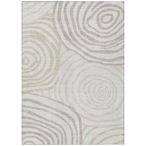 HomeRoots 5' Abstract Ivory Beige and Khaki Area Rug – Durable, Washable, Modern Design for Indoor/Outdoor Use 8' X 10' 585877