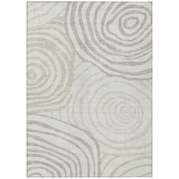 HomeRoots 5' Abstract Ivory Beige and Khaki Area Rug – Durable, Washable, Modern Design for Indoor/Outdoor Use 8' X 10' 585877