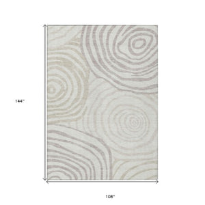 Homeroots 3' Beige Taupe And Green Abstract Washable Area Rug For Indoor And Outdoor High-traffic Spaces 9' X 12' Polyester 585878