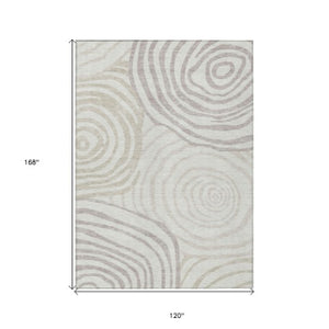 Homeroots 3' Beige Taupe And Green Abstract Washable Area Rug For Indoor And Outdoor High-traffic Spaces 10' X 14' Polyester 585879