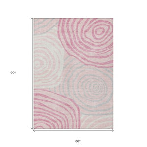 Homeroots 3' Beige Taupe And Green Abstract Washable Area Rug For Indoor And Outdoor High-traffic Spaces 5' X 8' Polyester 585881