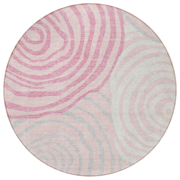 Homeroots 3' Beige Taupe And Green Abstract Washable Area Rug For Indoor And Outdoor High-traffic Spaces 8' Round Polyester 585882