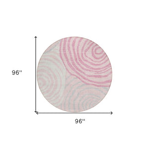 Homeroots 3' Beige Taupe And Green Abstract Washable Area Rug For Indoor And Outdoor High-traffic Spaces 8' Round Polyester 585882