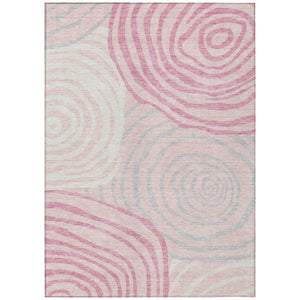 HomeRoots 5' Abstract Pink, Ivory, and Gray Area Rug - Stylish, Washable Indoor/Outdoor Design for Any Space 8' X 10' 585883