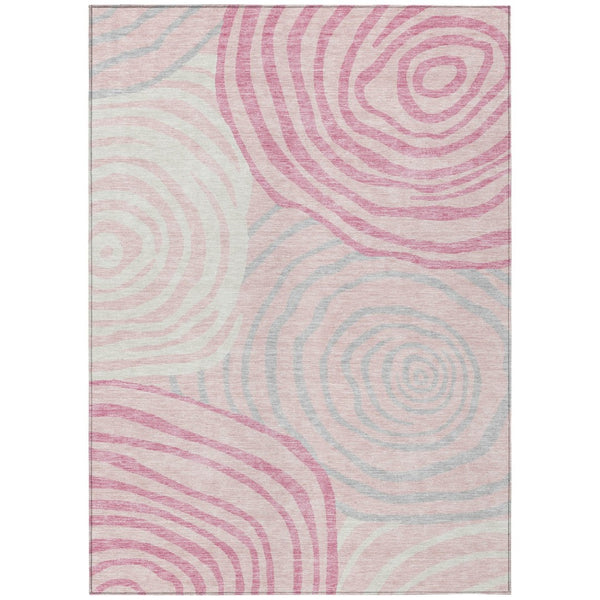 HomeRoots 5' Abstract Pink, Ivory, and Gray Area Rug - Stylish, Washable Indoor/Outdoor Design for Any Space 8' X 10' 585883