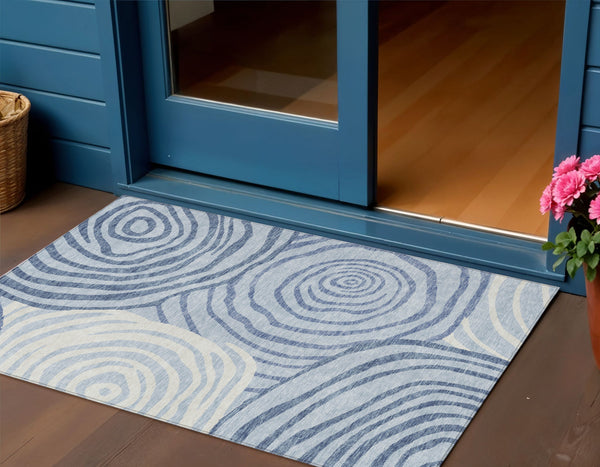 Homeroots 3' Beige Taupe And Green Abstract Washable Area Rug For Indoor And Outdoor High-traffic Spaces 3' X 5' Polyester 585886