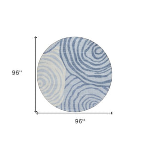 Homeroots 3' Beige Taupe And Green Abstract Washable Area Rug For Indoor And Outdoor High-traffic Spaces 8' Round Polyester 585888